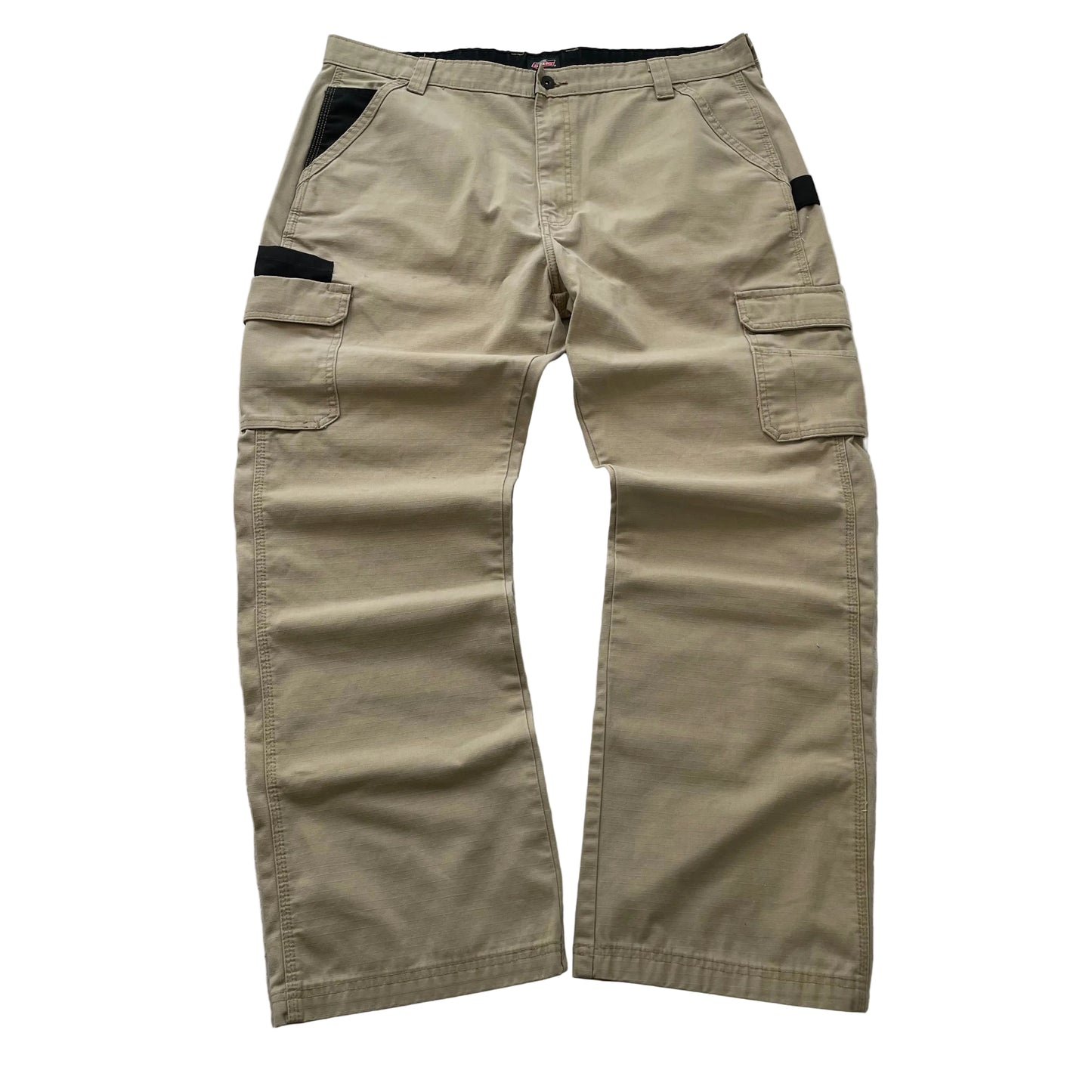 Dickies Men's Khaki Polyester Blend Loose Fit Cargo Pants Pockets Y2K Size W39