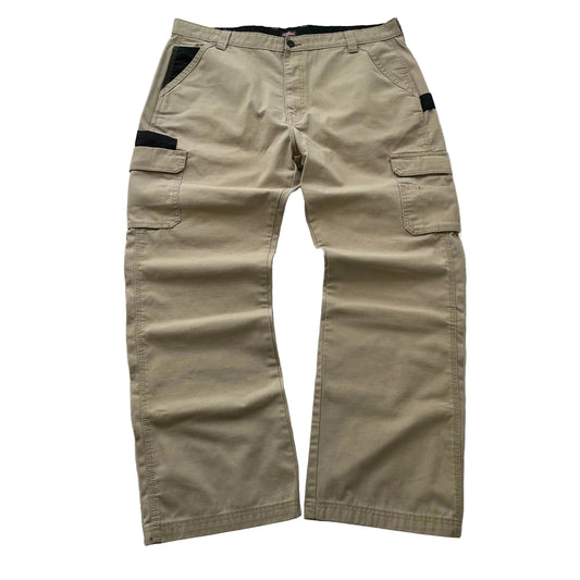 Dickies Men's Khaki Polyester Blend Loose Fit Cargo Pants Pockets Y2K Size W39