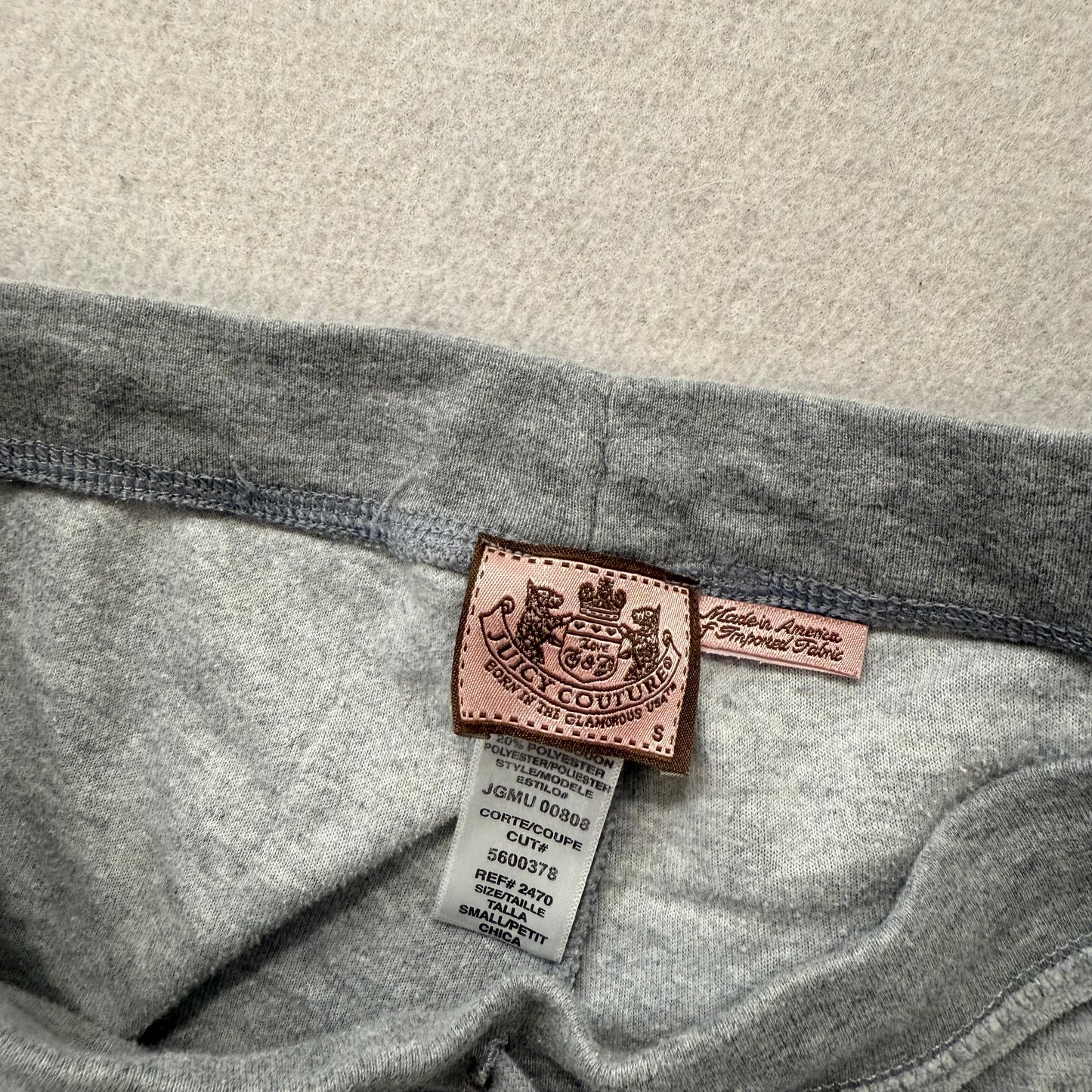 Vintage Juicy Couture Women's Heather Gray Velour Flared Track Pant Y2K Size S