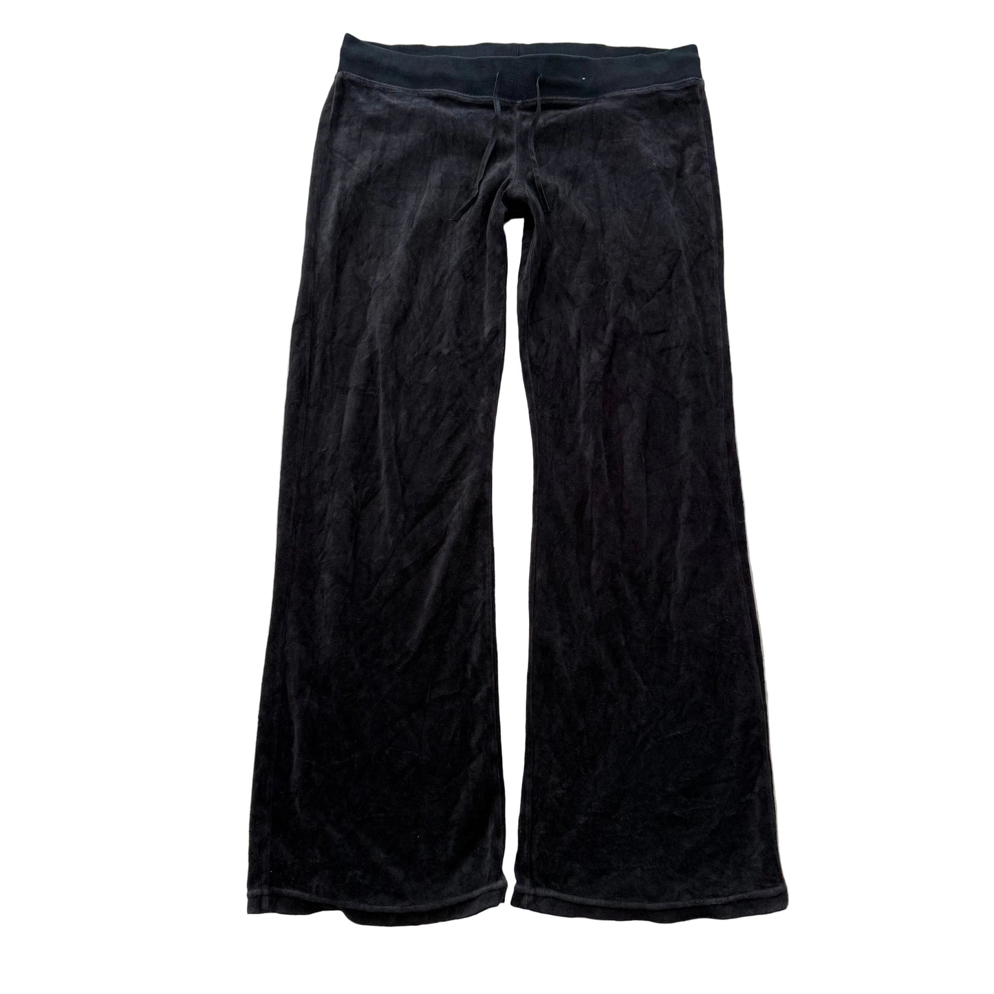 Vintage Juicy Couture Women's Black Velour Flared Track Pant Loungewear Size S