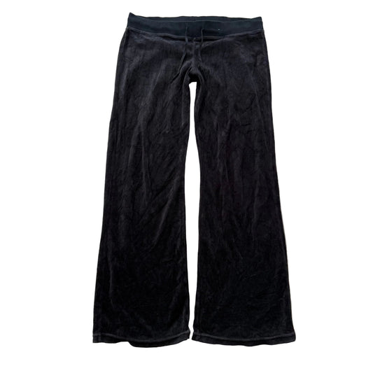 Vintage Juicy Couture Women's Black Velour Flared Track Pant Loungewear Size S