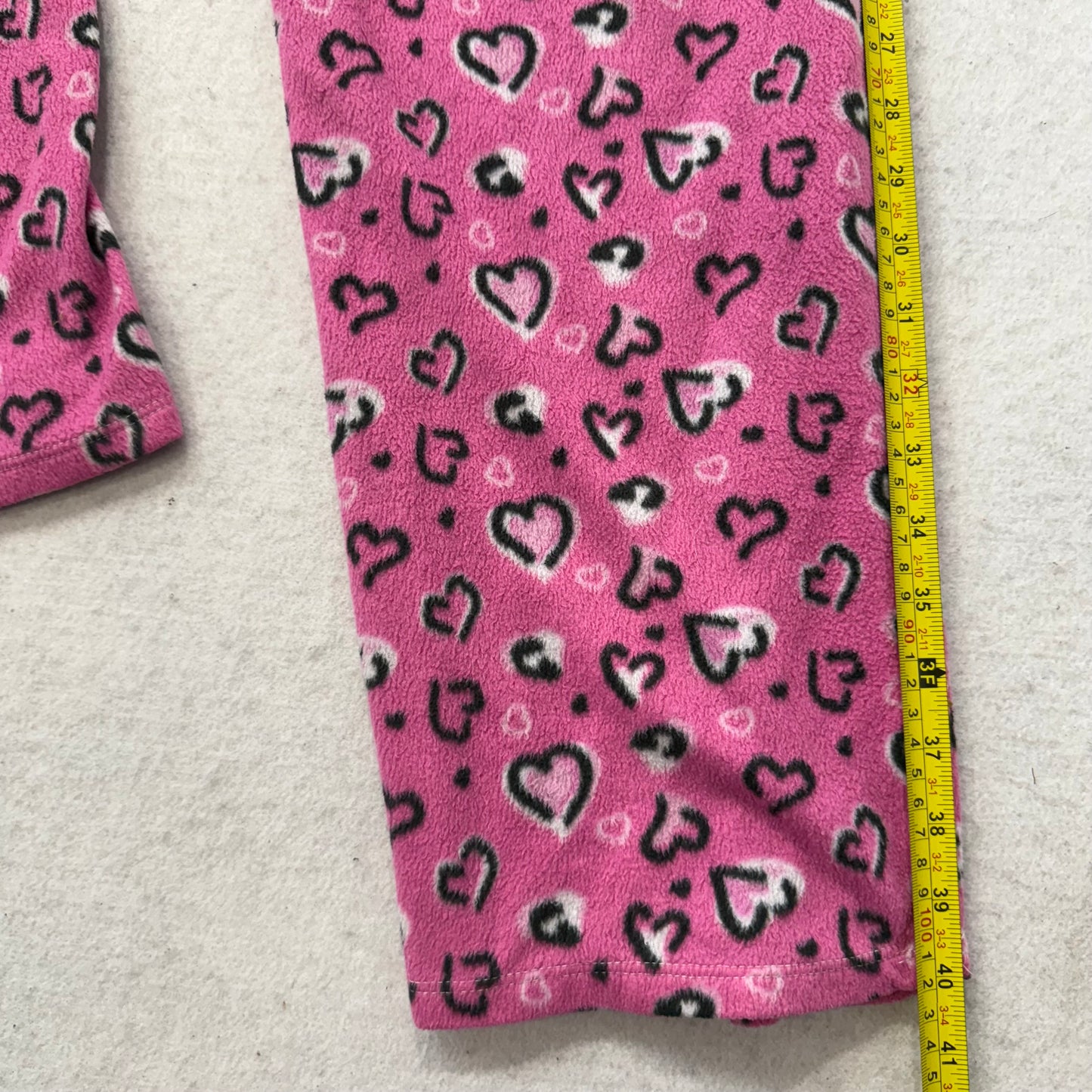 Mayfair Women Pink Heart Allover Print 100% Polyester Pajama Pants Casual Size L