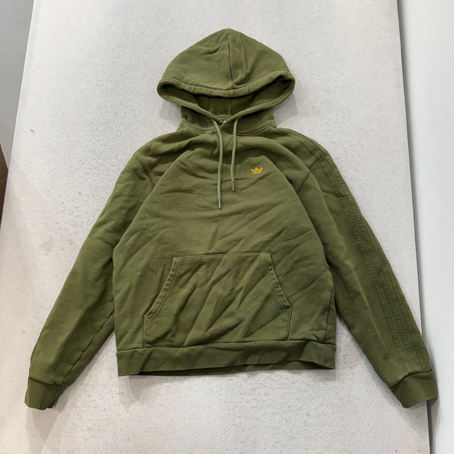 Adidas Men's Olive Green Fleece Hoodie Pullover Pockets Heavyweight Size W40