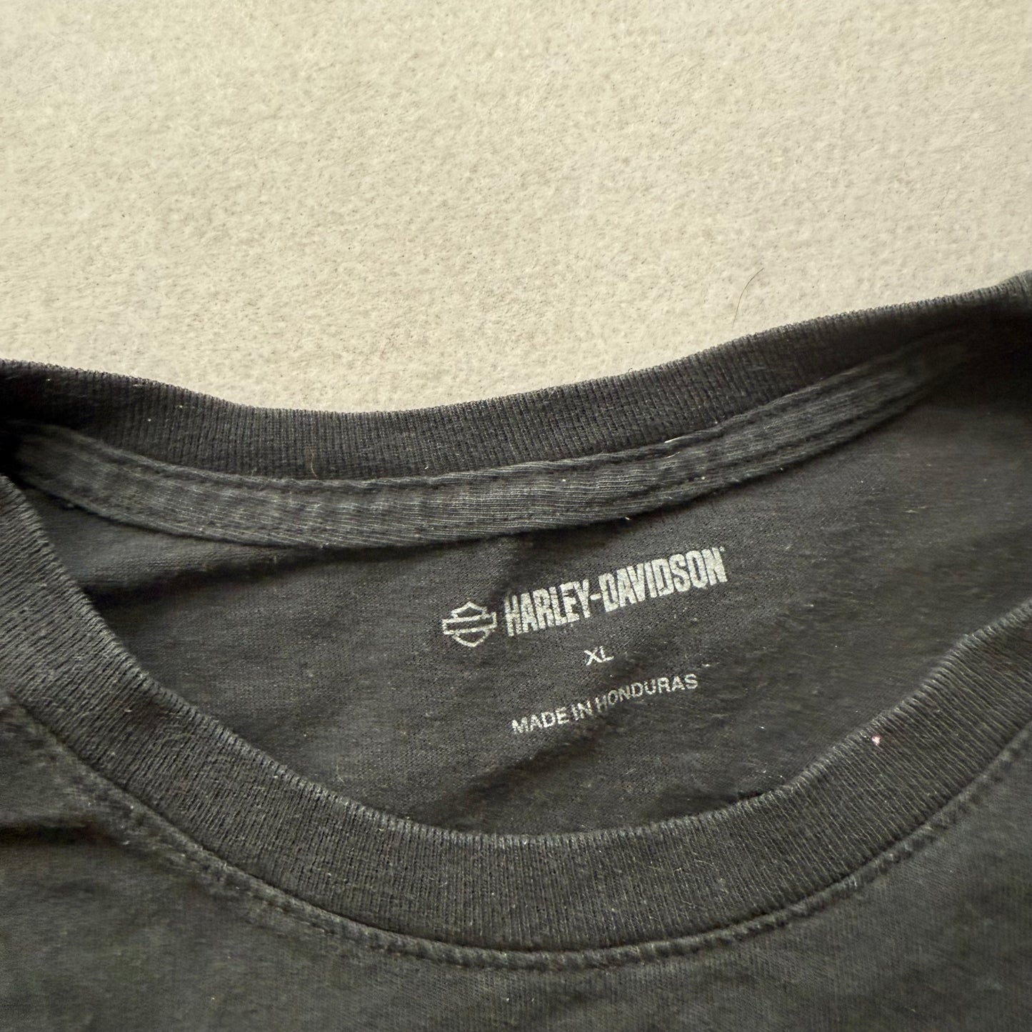 Harley Davidson Men Black Flaming Skull Graphic T-Shirt Crew Neck Casual Size XL