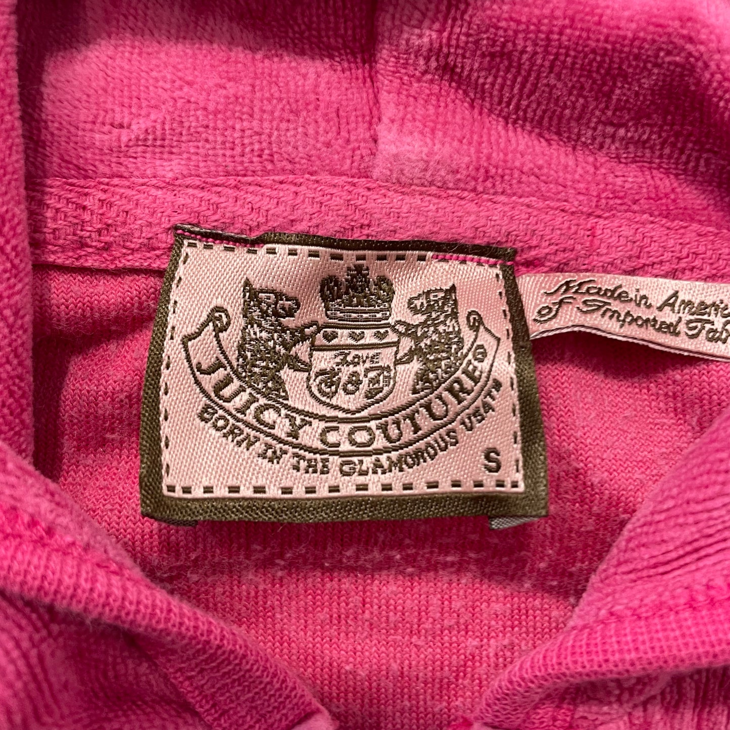 Vintage Juicy Couture Scottie Dogs Women's Pink Velour Hoodie Rhinestones Size S