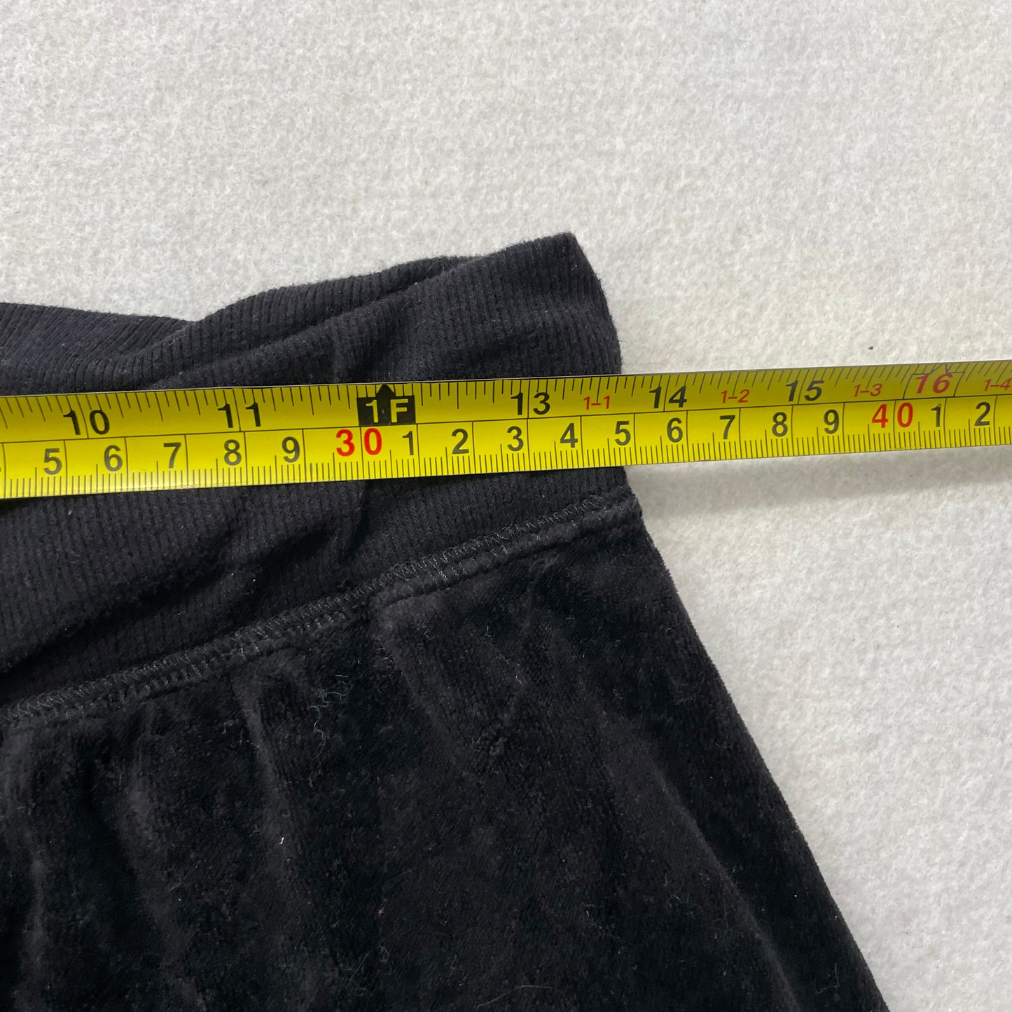 Vintage Juicy Couture Women's Black Velour Flared Track Pants Drawstring Size S