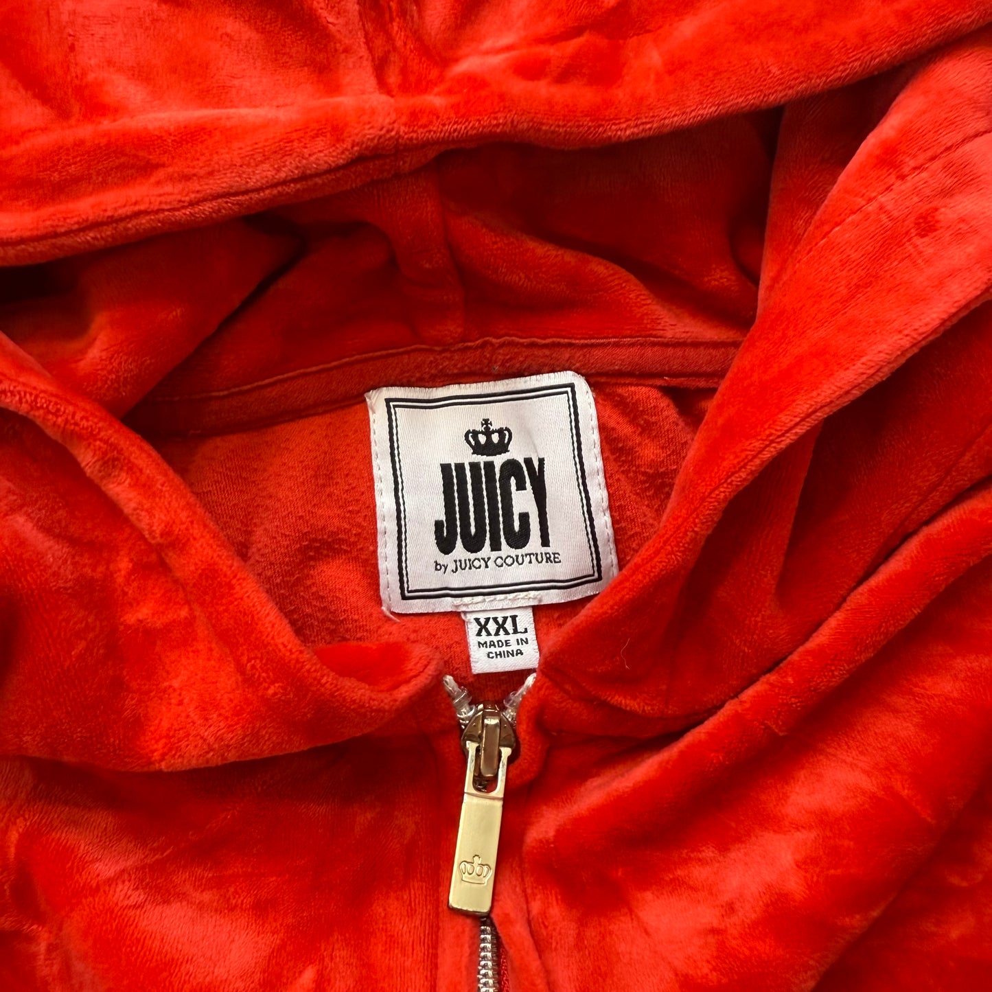 Juicy Couture Women's Scarlet Velour Zip Up Hoodie Crown Logo Preppy Size 2XL
