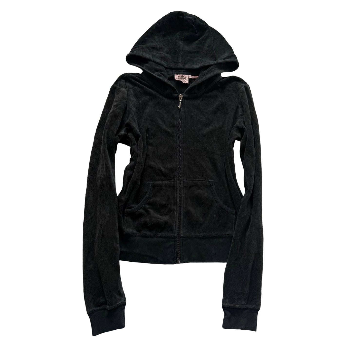 Juicy Couture Womens Charcoal Velour Zip-Up Hoodie Pockets Loungewear Y2k Size M