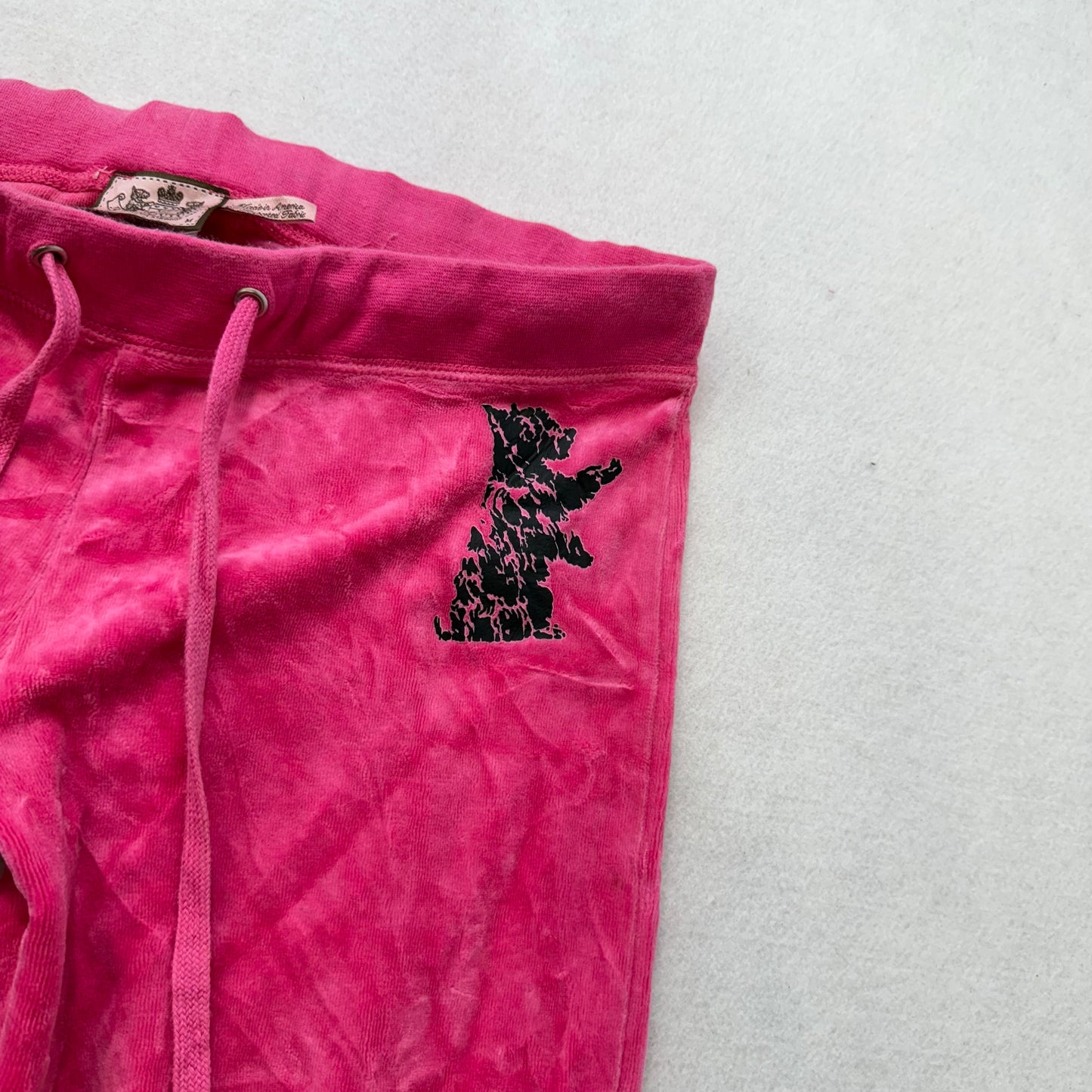 Juicy Couture Women's Hot Pink Velour Flared Track Pant Scottie Dog Logo Size M