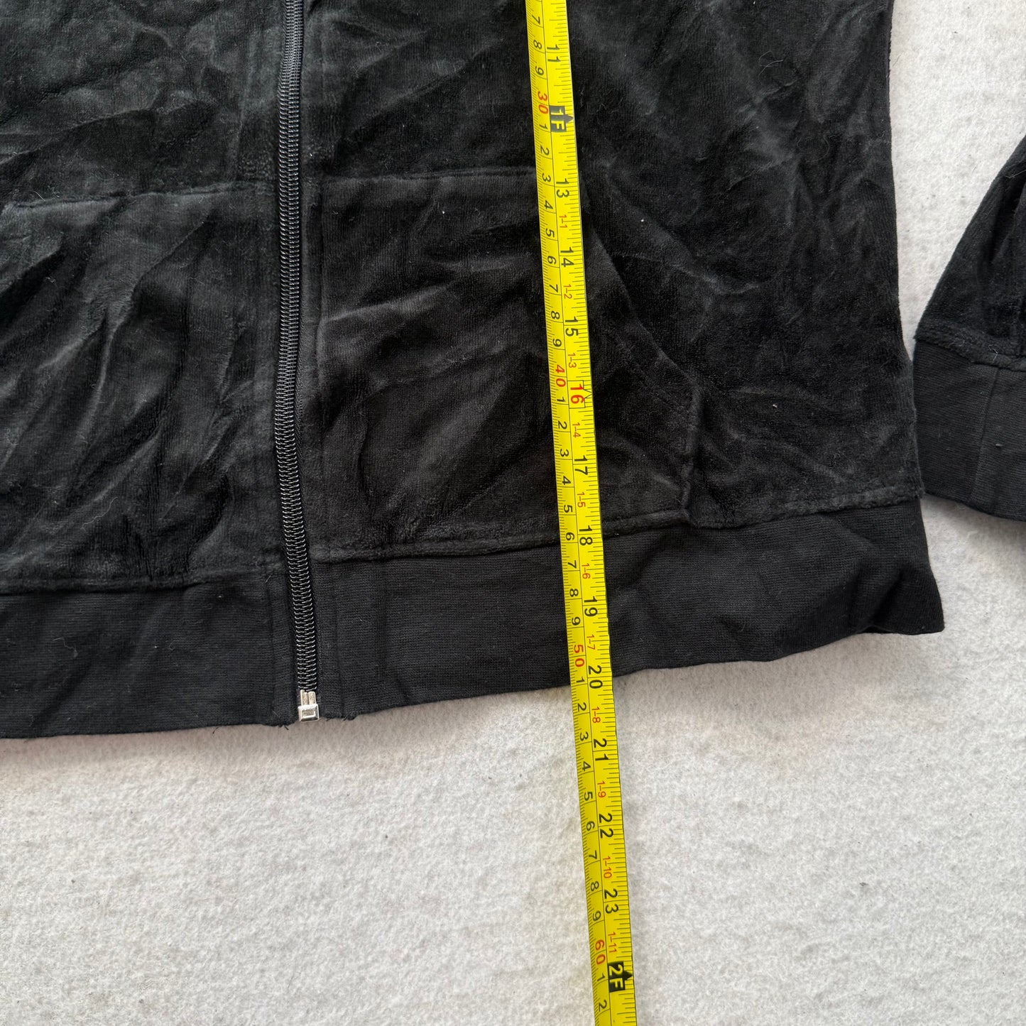 Juicy Couture Women's Black Velour Tracksuit Set Y2k Hoodie & Flared Pant Size M