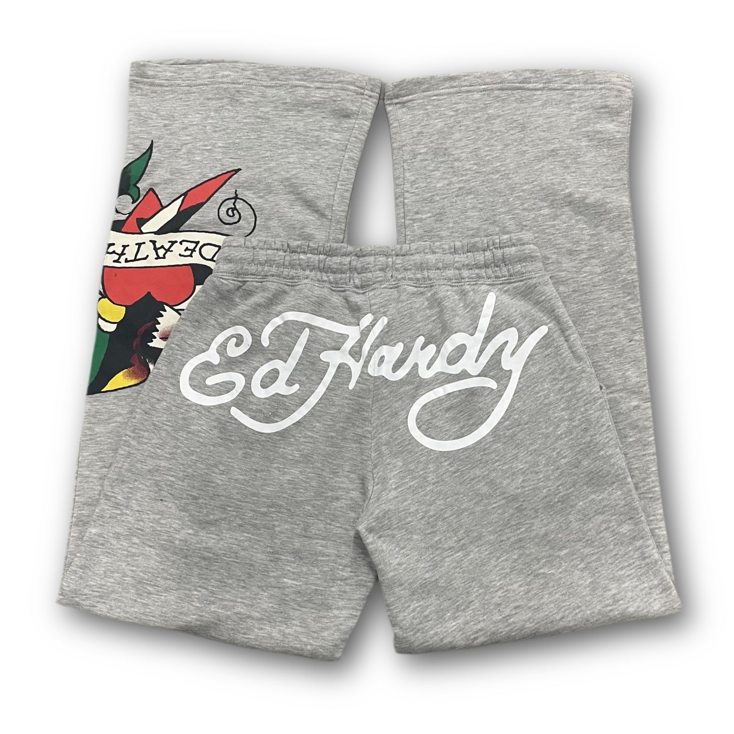 ED HARDY “ Eagle Heart” GREY FLARED PANTS - Clean Curriculums 