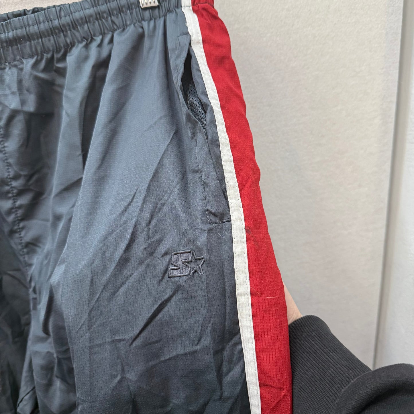 Starter Men's Black Polyester Straight Leg Track Pant Drawstring Zip Hem Size L