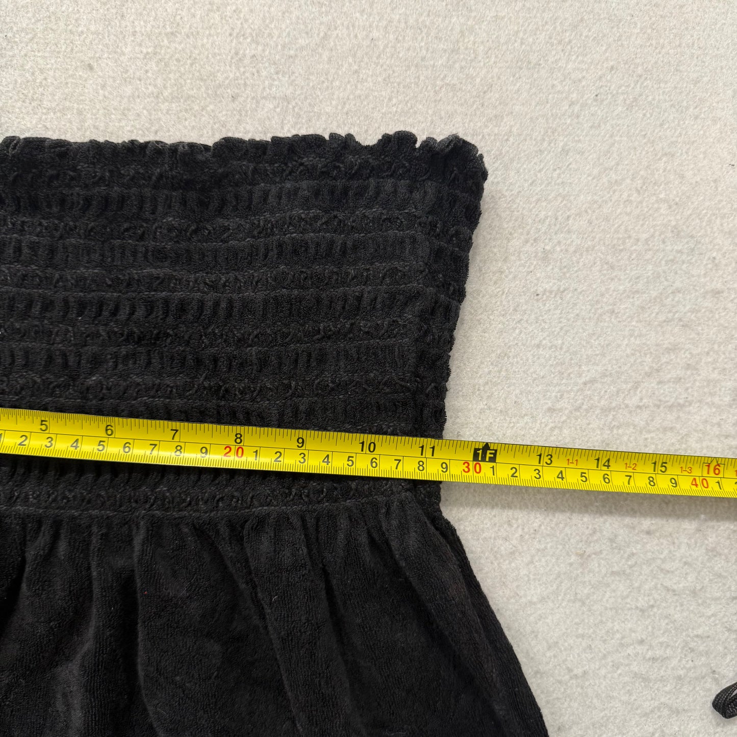 Juicy Couture Women's Black Terry Cloth Smocked Tube Dress Strapless Y2k Size M