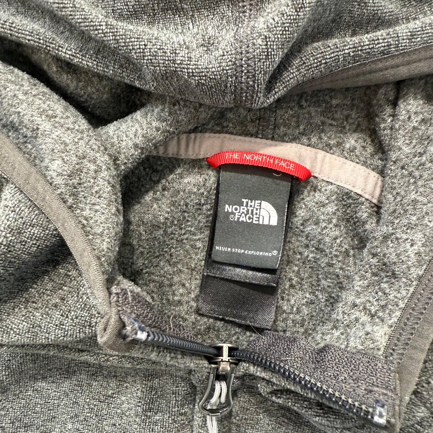 The North Face Women's Gray Glacier Full Zip Hoodie Ruched Pockets Logo Size S