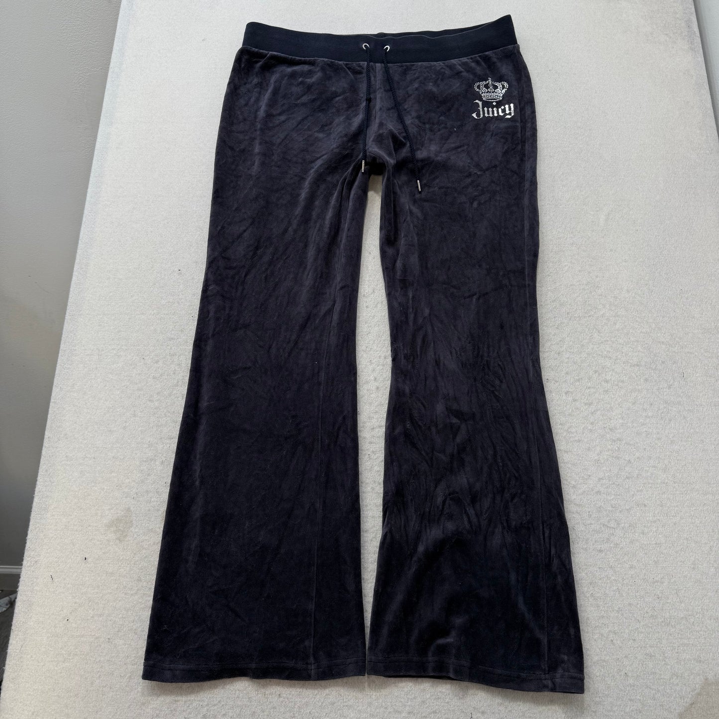 Juicy Couture Women's Navy Velour Hoodie & Drawstring Pant Tracksuit Set Size M