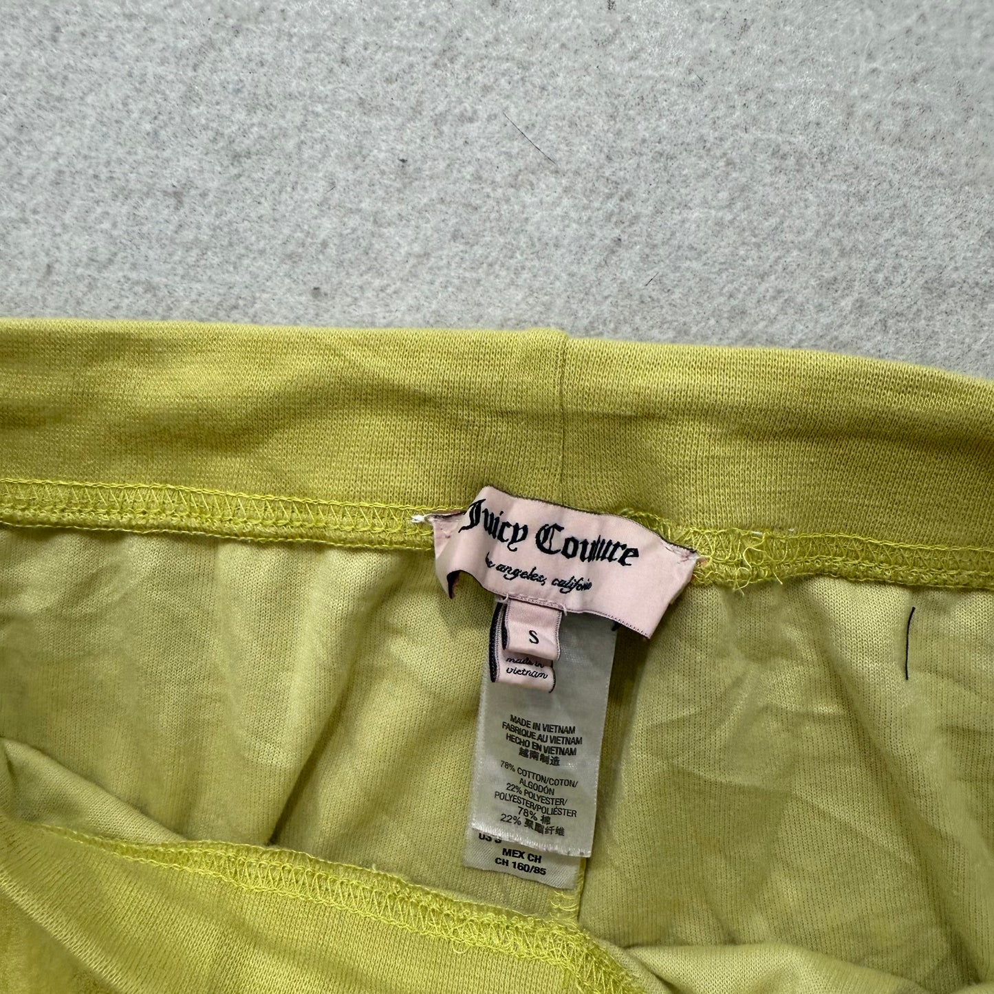 Juicy Couture Women's Yellow Velour Straight Wide Leg Track Pant Low Rise Size S