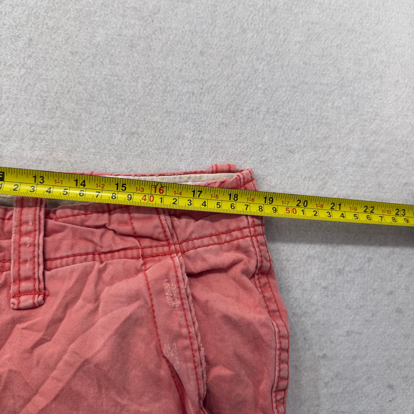 Hollister Men's Coral Salmon Chino Shorts Cotton Button Fly Casual Logo Size 34
