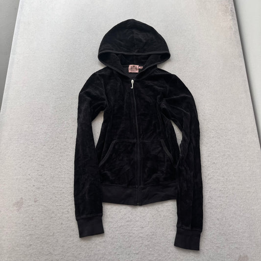 Vintage Juicy Couture Scottie Dogs Womens Black Velour Tracksuit Set Logo Size S