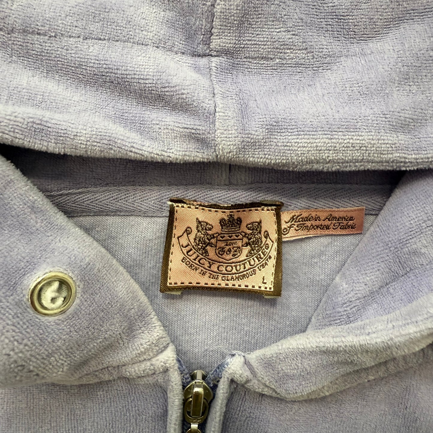 Vintage Juicy Couture Women's Lavender Velour Full Zip Hoodie Loungewear Size L