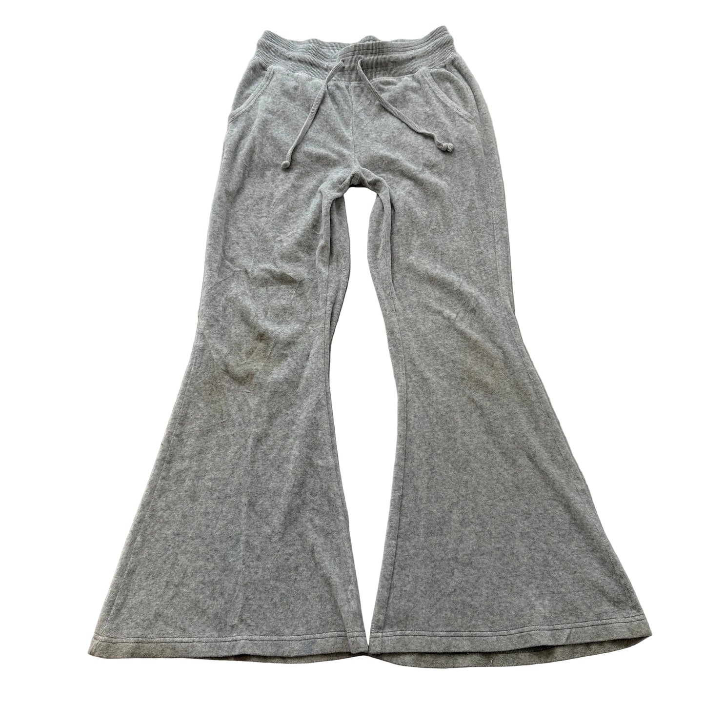 Juicy Couture Women's Heather Grey Velour Flared Track Pants Drawstring Size M