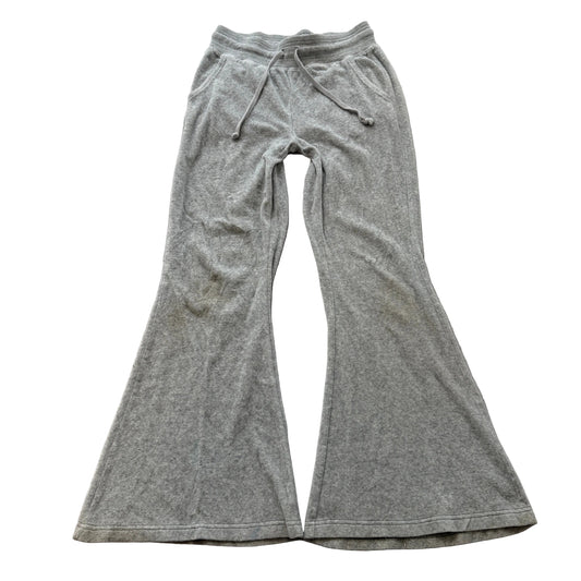 Juicy Couture Women's Heather Grey Velour Flared Track Pants Drawstring Size M