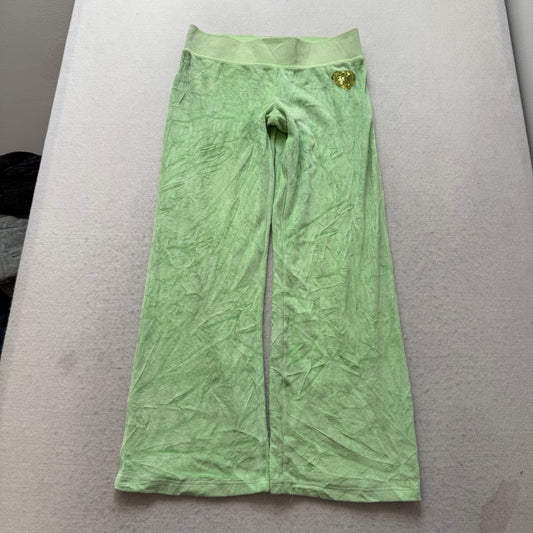 Victoria's Secret PINK Women's Sage Green Flared Yoga Pants Heart Sequin Size XS
