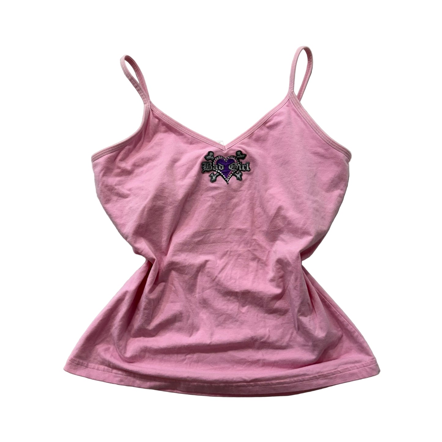 Dance Women's Baby Pink Cotton Camisole Tank Top V-Neck Embroidered Logo Size XL