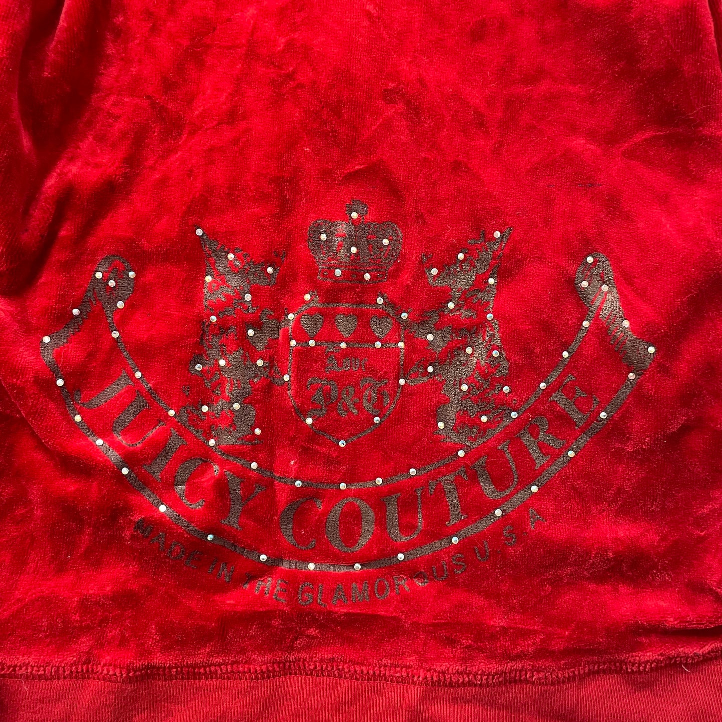 2003 Vintage Juicy Couture Scottie Dogs Womens Dark Red Velour Hoodie Y2k Size M