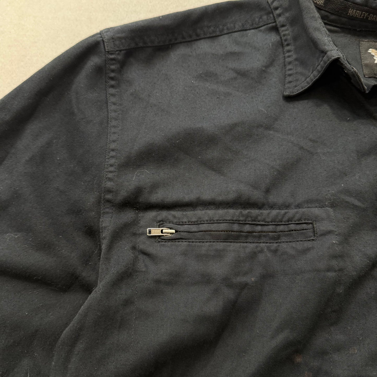 Harley-Davidson Men's Black Cotton Button Up Shirt Short Sleeves Logo Size XL