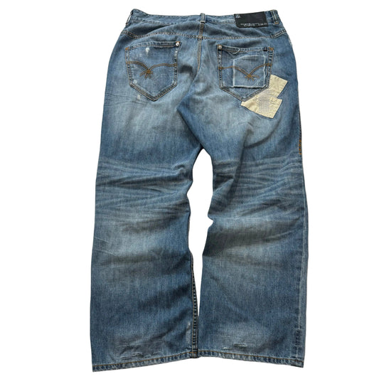 Rocawear Men’s Blue Denim Baggy Original Fit Jeans Distressed Patched Y2K Size 42