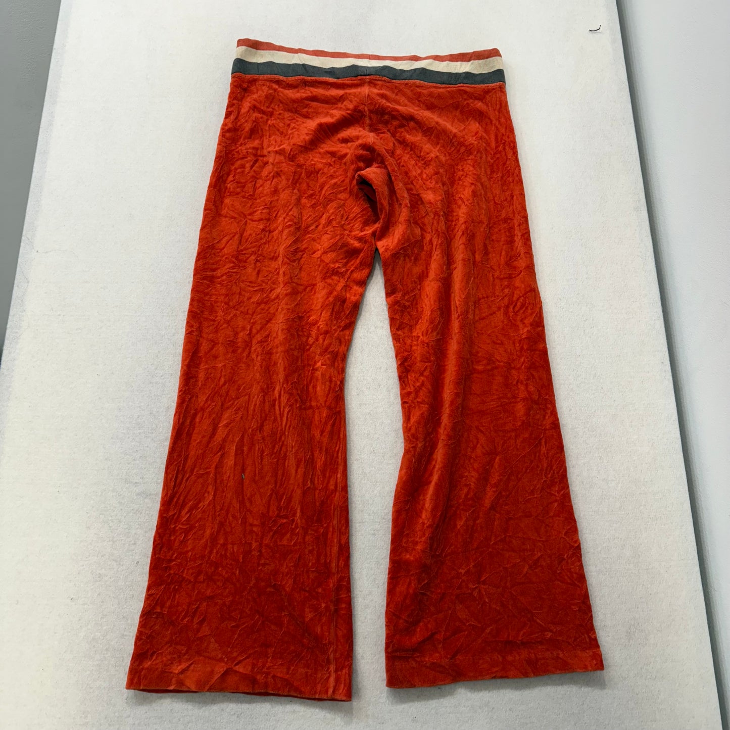 Juicy Couture Orange Velour Flared Track Pant Drawstring Low Rise Classic Size L