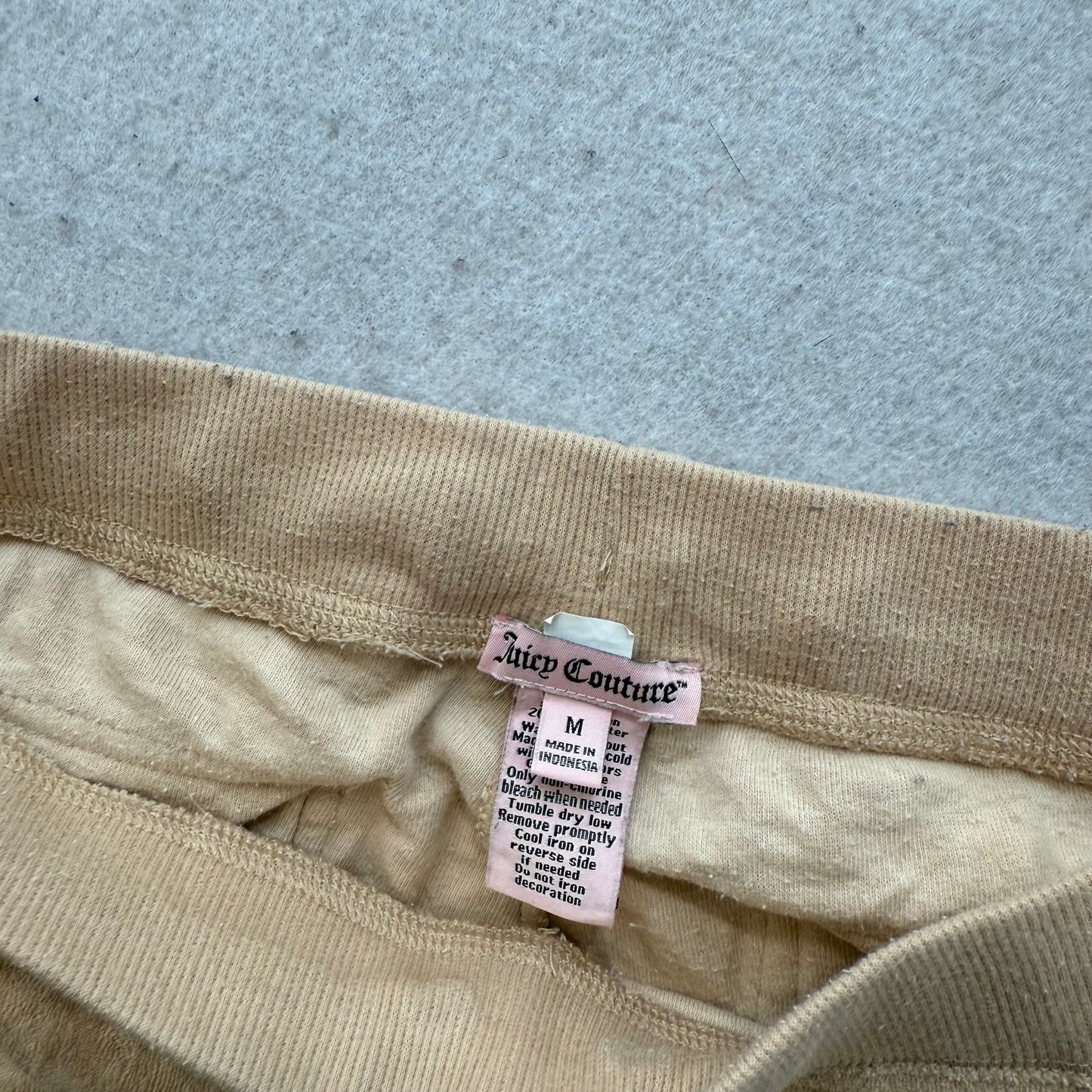 Juicy Couture Women's Tan Terrycloth Straight Leg Track Pant Snap Pockets Size M