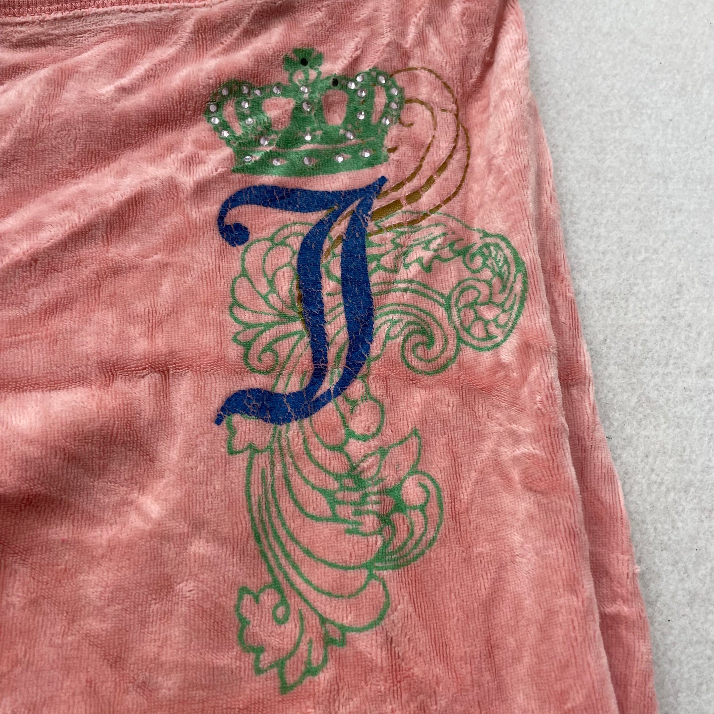 Juicy Couture Women's Pink Velour Flared Track Pant Drawstring Crown Logo Size M