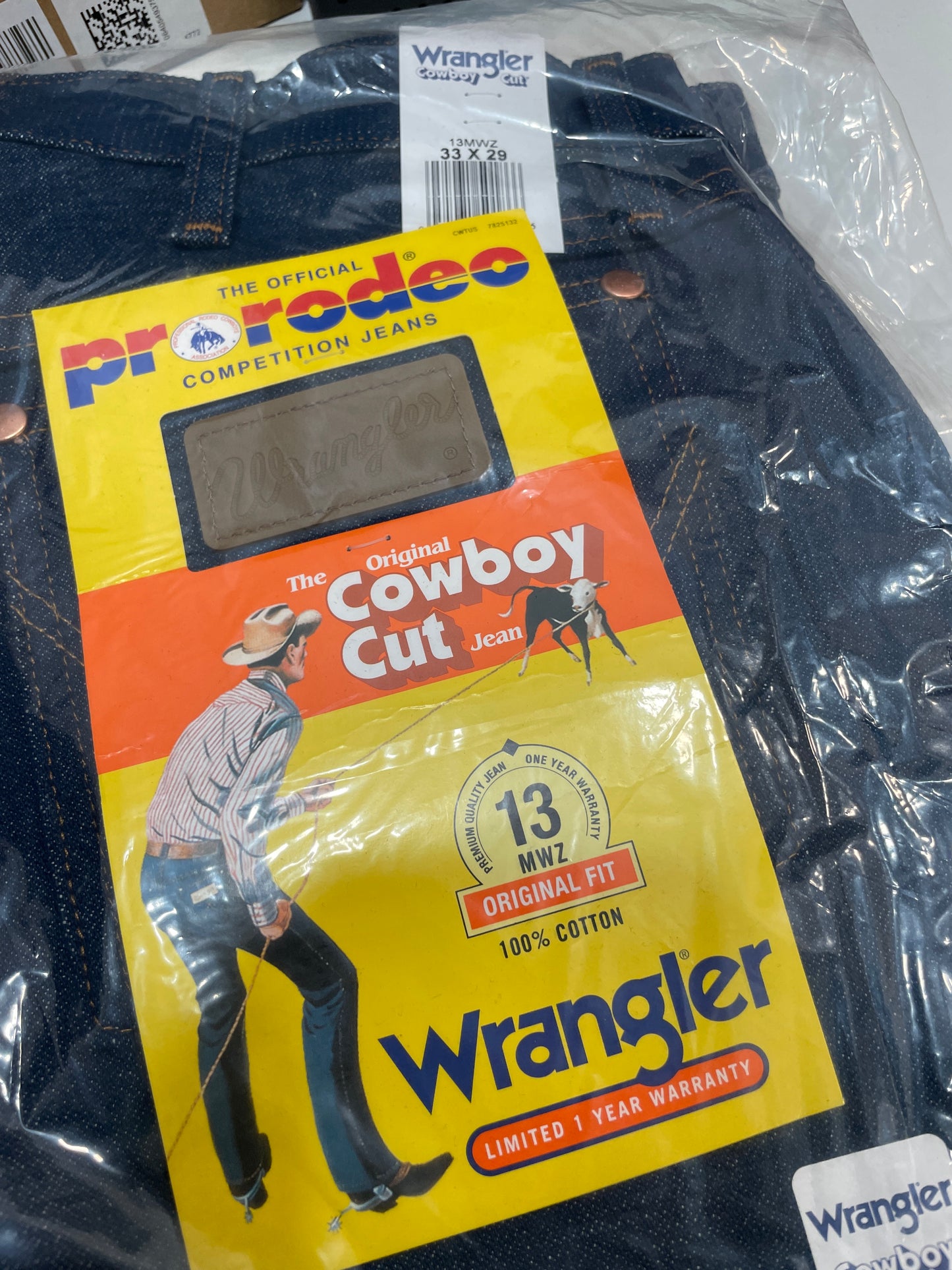 Wrangler Original Cowboy Cut 13MWZ Dark Indigo Blue Denim Jeans 100% Cotton Size 36x30