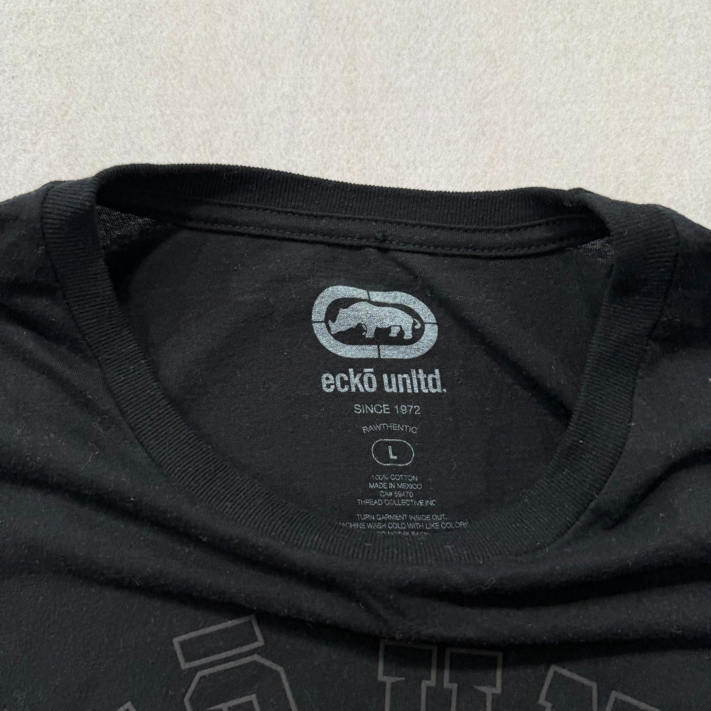 Eckō Unltd. Mens Black Cotton T-Shirt Short Sleeves Rhino Logo Streetwear Size L
