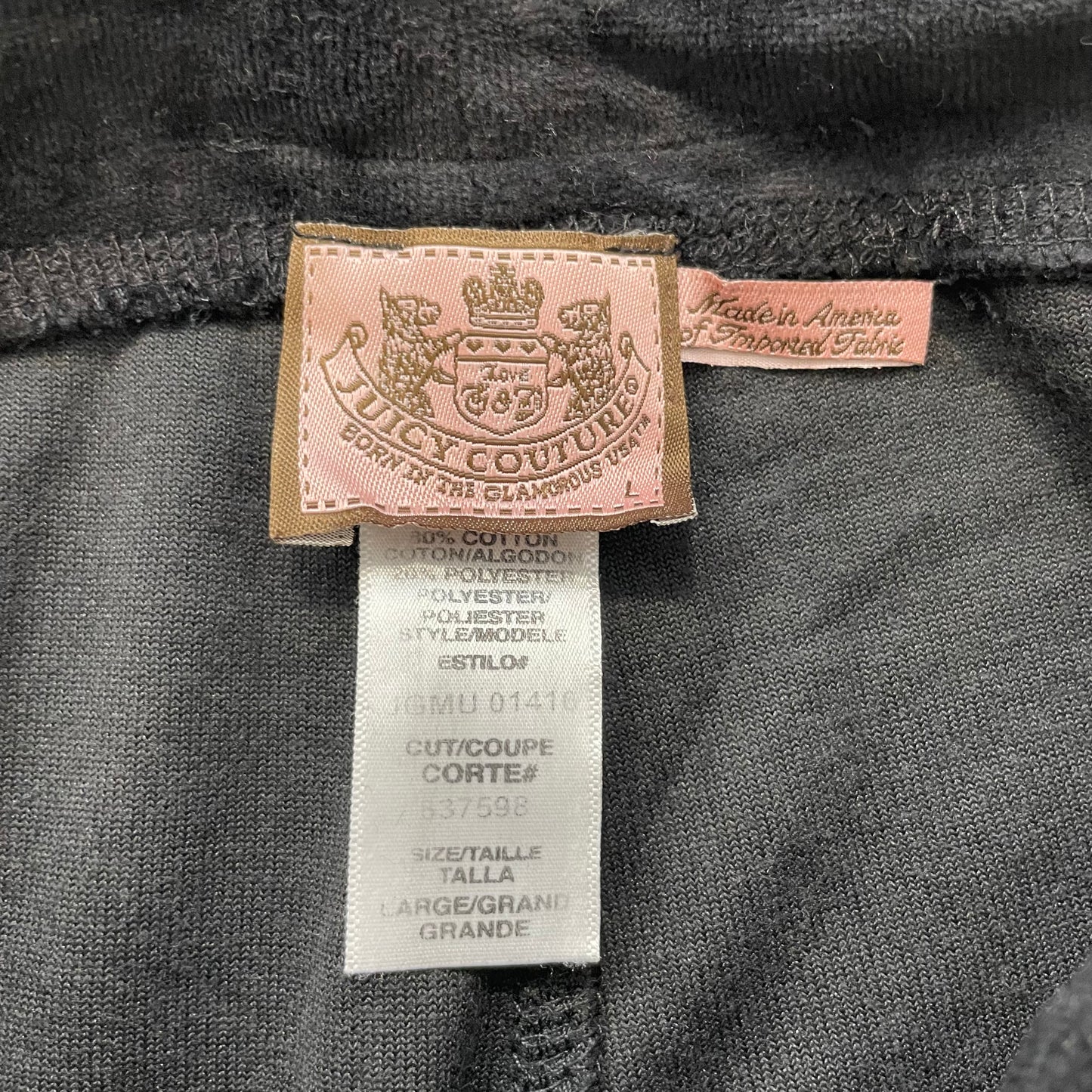 Vtg Juicy Couture Women's Black Velour Tracksuit Set Hoodie & Flared Pant Size L