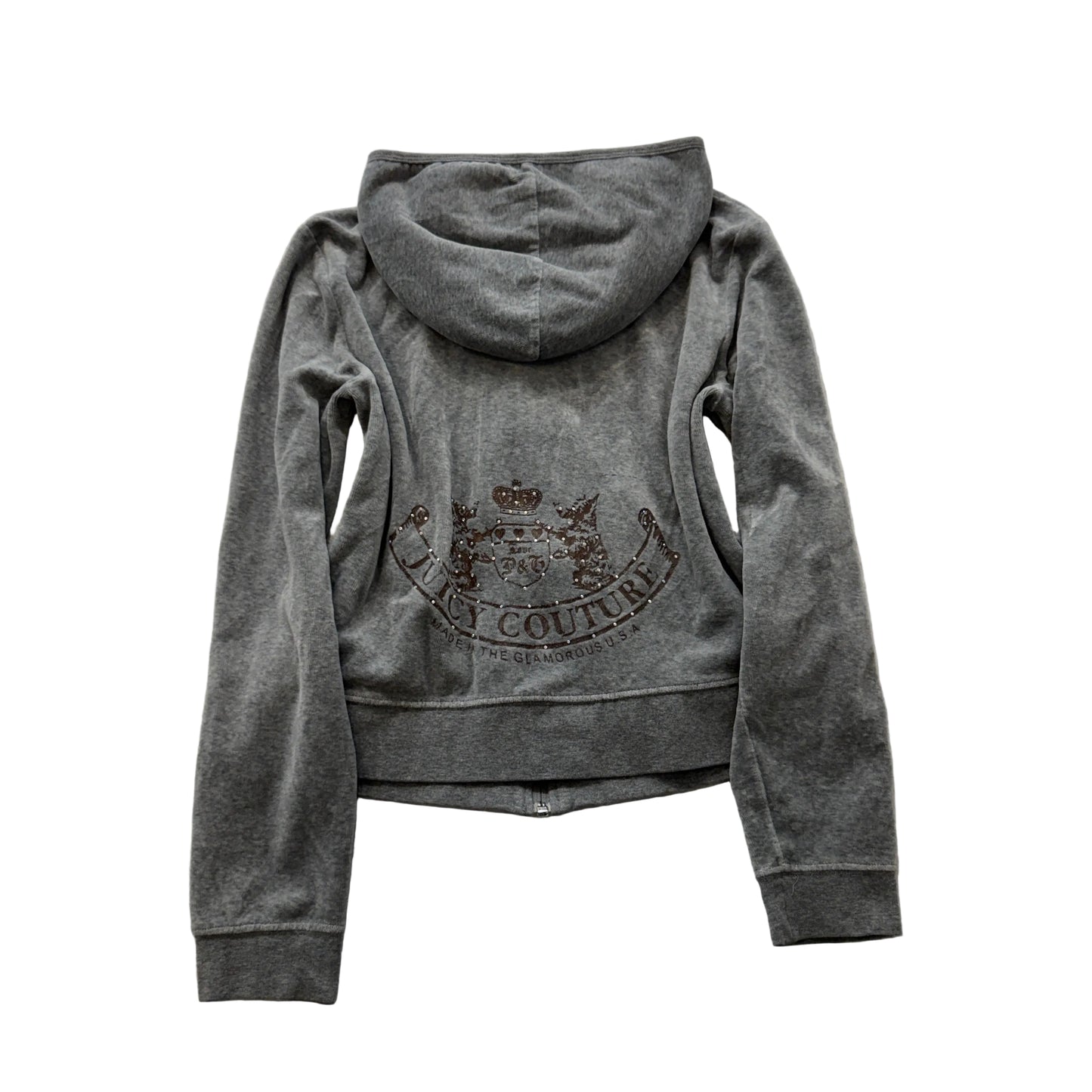 Vintage Juicy Couture Scottie Dogs Women's Gray Velour Zip-Up Hoodie Logo Size S