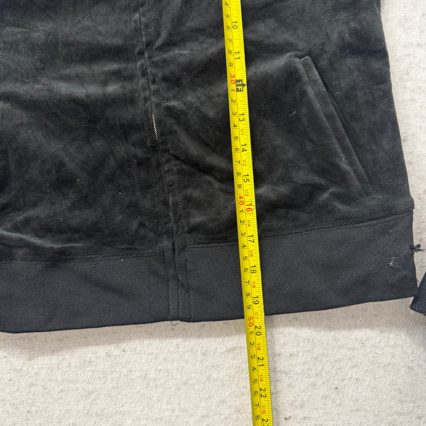 Juicy Couture Women's Black Velour Zip-Up Hoodie Embroidered Logo Pockets Size S