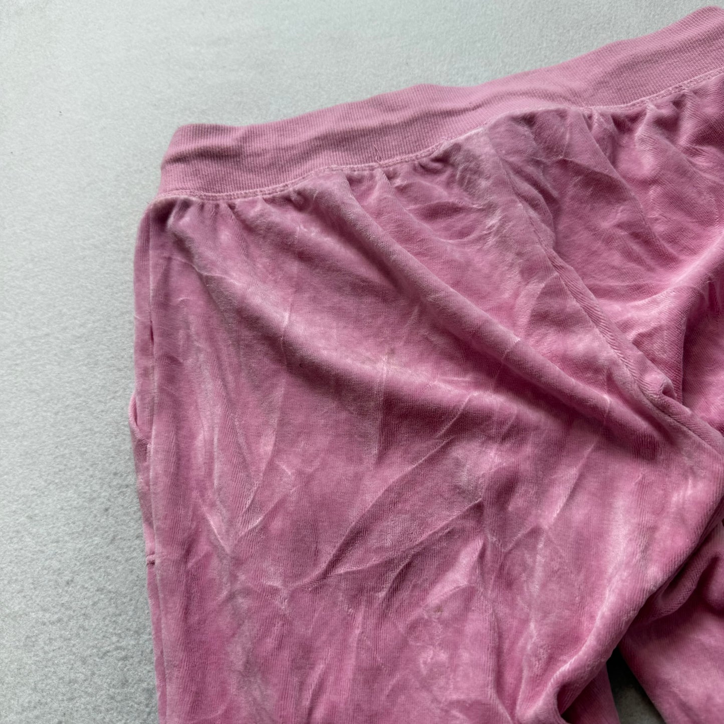 Vintage Juicy Couture Womens Pink Velour Flare Track Pant Pocket Dog Logo Size S