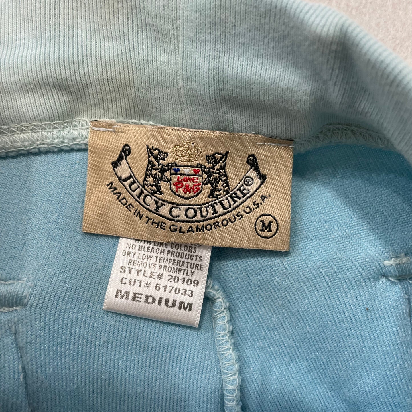 2003 Vintage Juicy Couture Women Sky Blue Velour Flared Track Pant Pocket Size M