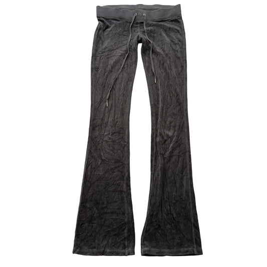 Juicy Couture Women's Gray Velour Flared Leg Track Pant Drawstring Casual Size P