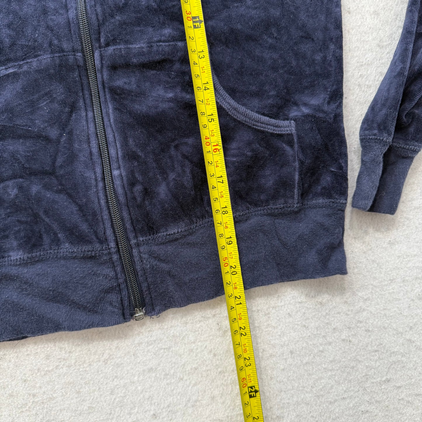 Vintage Juicy Couture Scottie Dogs Women's Navy Velour Hoodie Rhinestone Size S