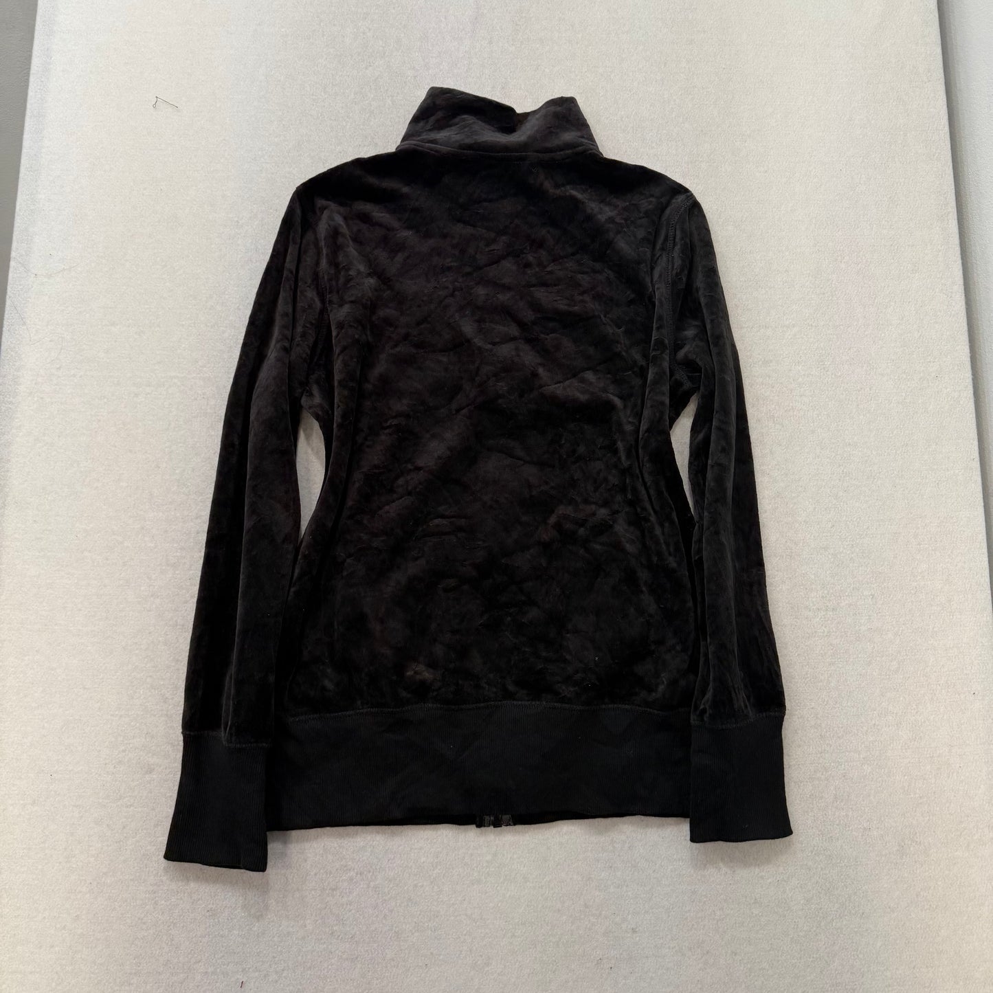Juicy Couture Black Velour Full Zip Track Jackets Slim Fit Long Sleeve Size L