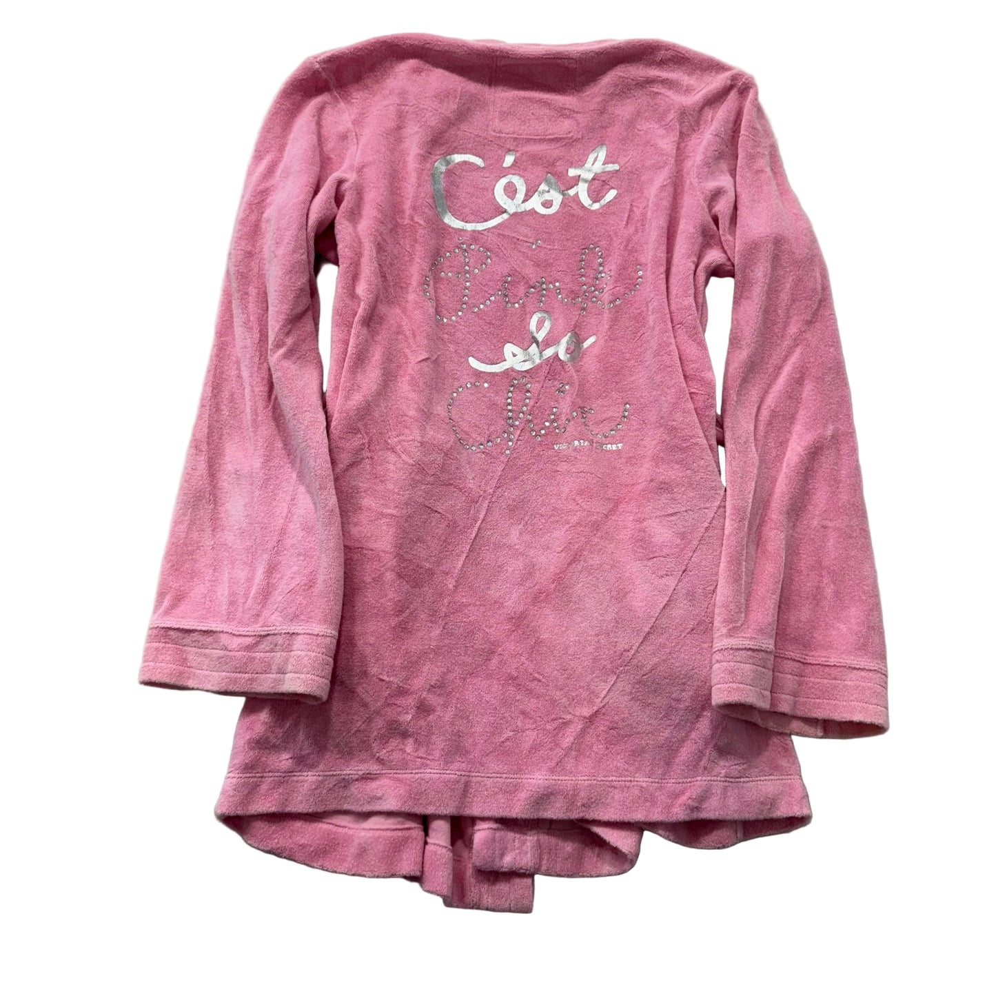Victoria's Secret PINK Women's Pink Terry Cloth Robe Rhinestone Graphic Size M/L