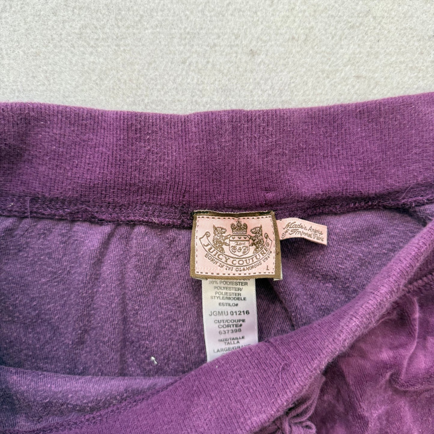 Vintage Juicy Couture Women's Purple Velour Flared Track Pants Drawstring Size L