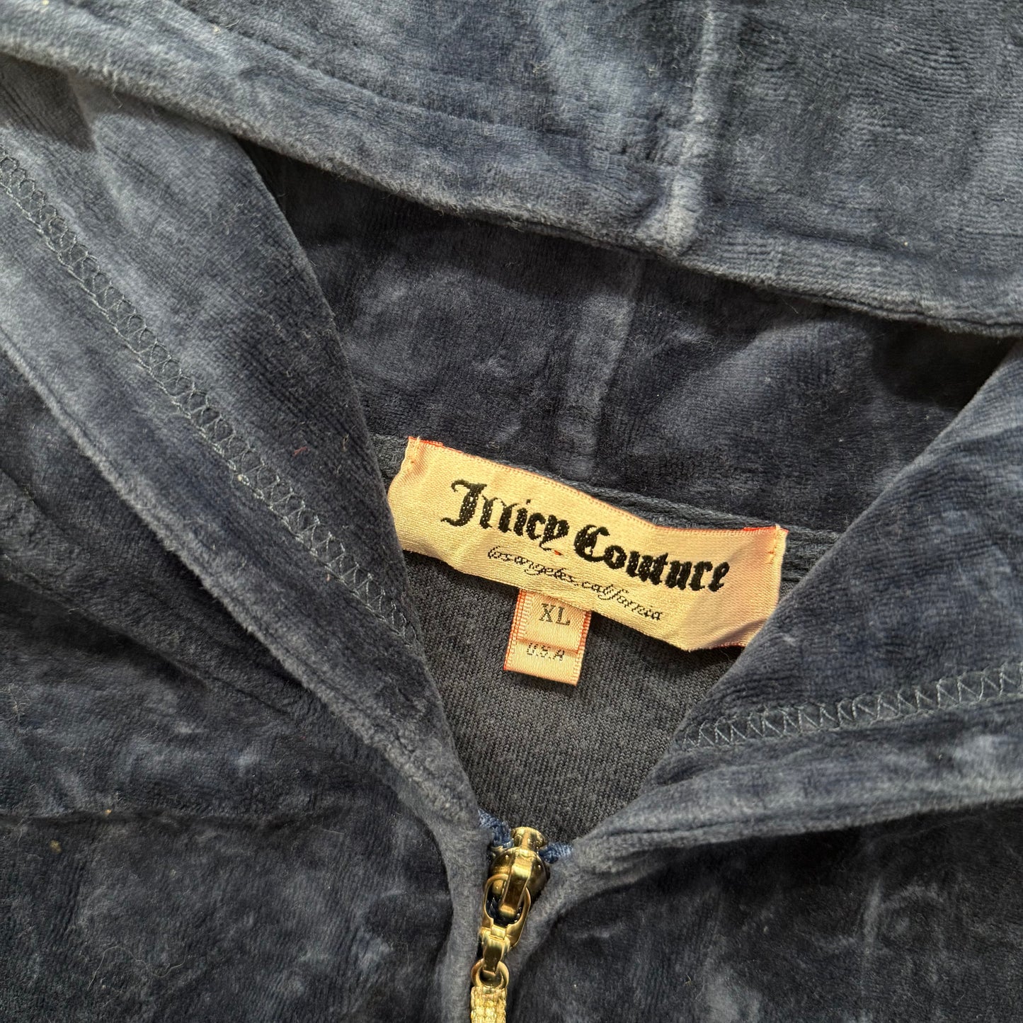 Juicy Couture “Juicy Coconut” Navy Velour Tracksuit Set Hoodie & Pants Size XL