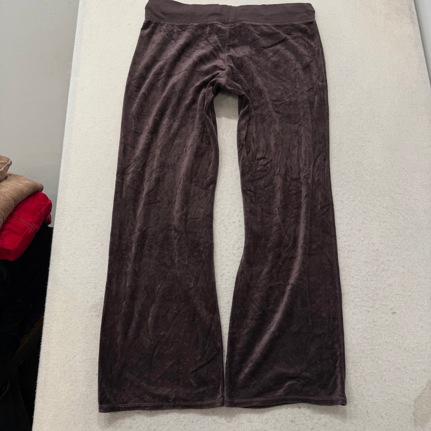 Juicy Couture Womens Dark Brown Velour Tracksuit Set Hoodie & Pant Logo Size M/L