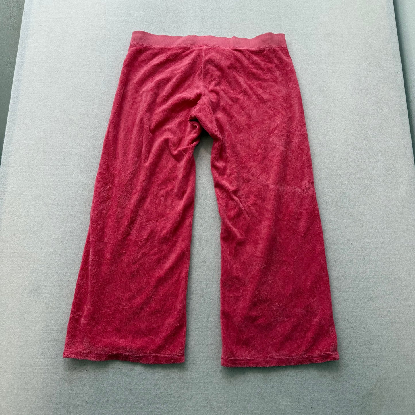 2003 Vintage Juicy Couture Women Hot Pink Terrycloth Wide Leg Track Pants Size S