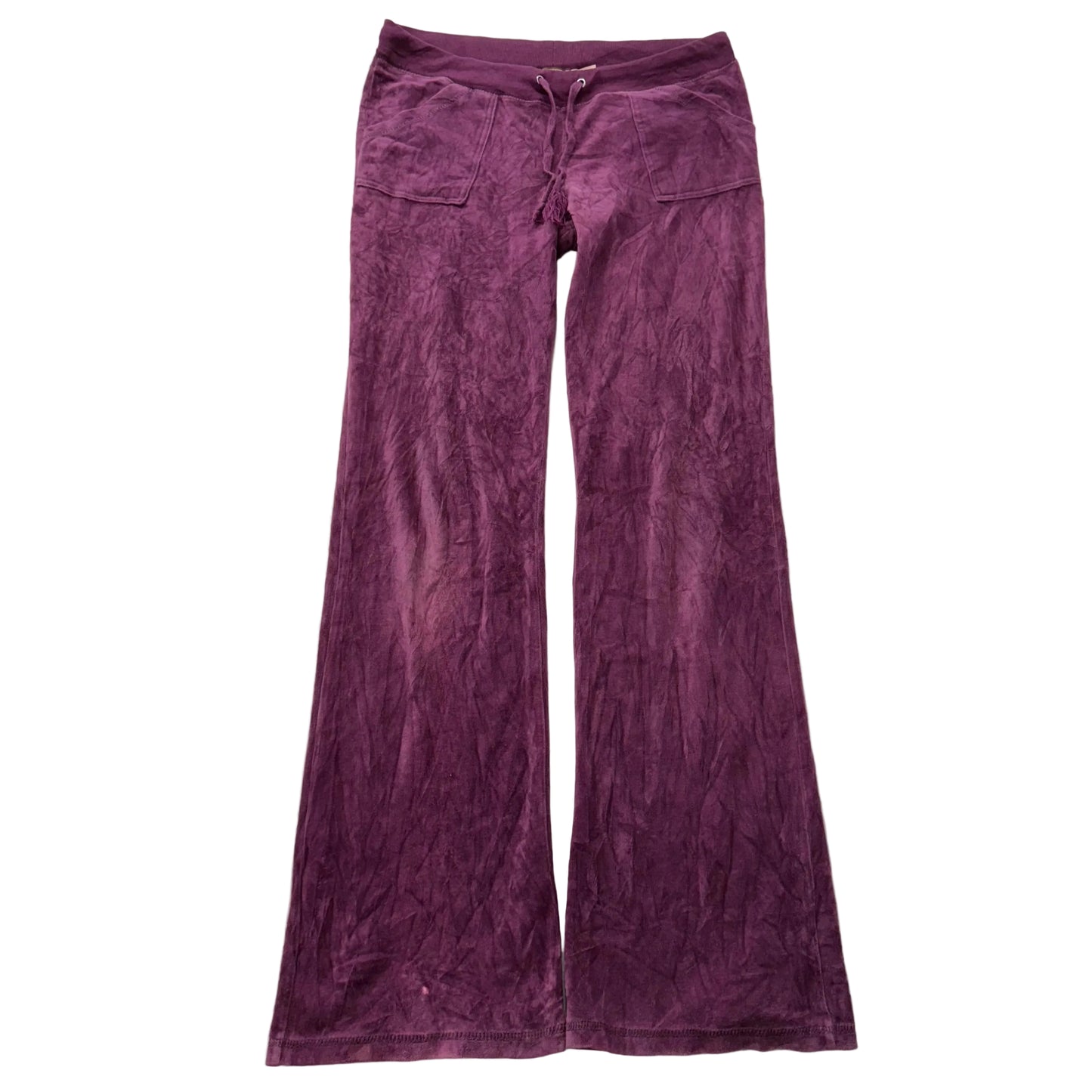Juicy Couture Women's Plum Velour Flared Track Pant Back Flap Pockets Size M