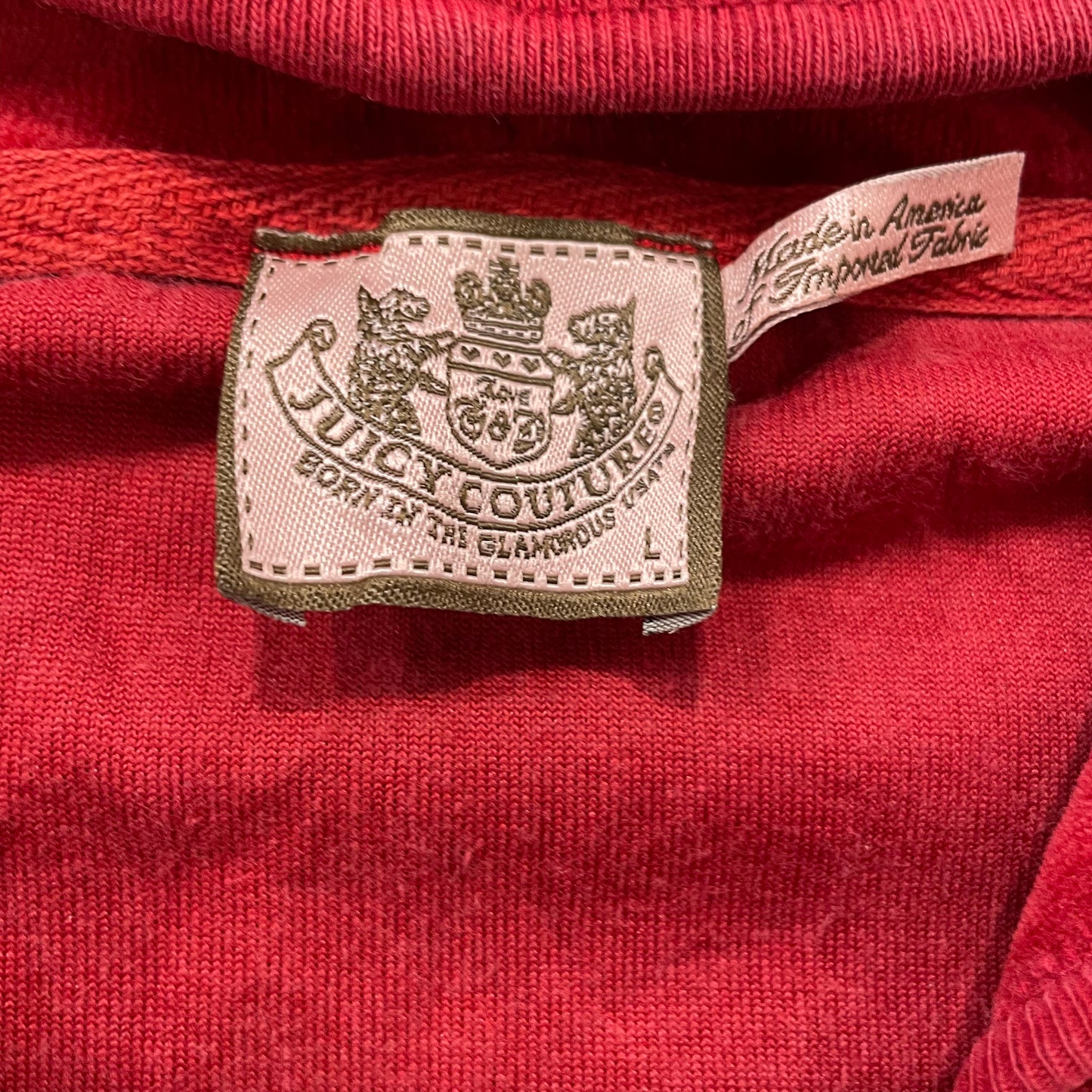 Vintage Juicy Couture Scottie Dogs Women's Red Velour Hoodie Rhinestones Size L